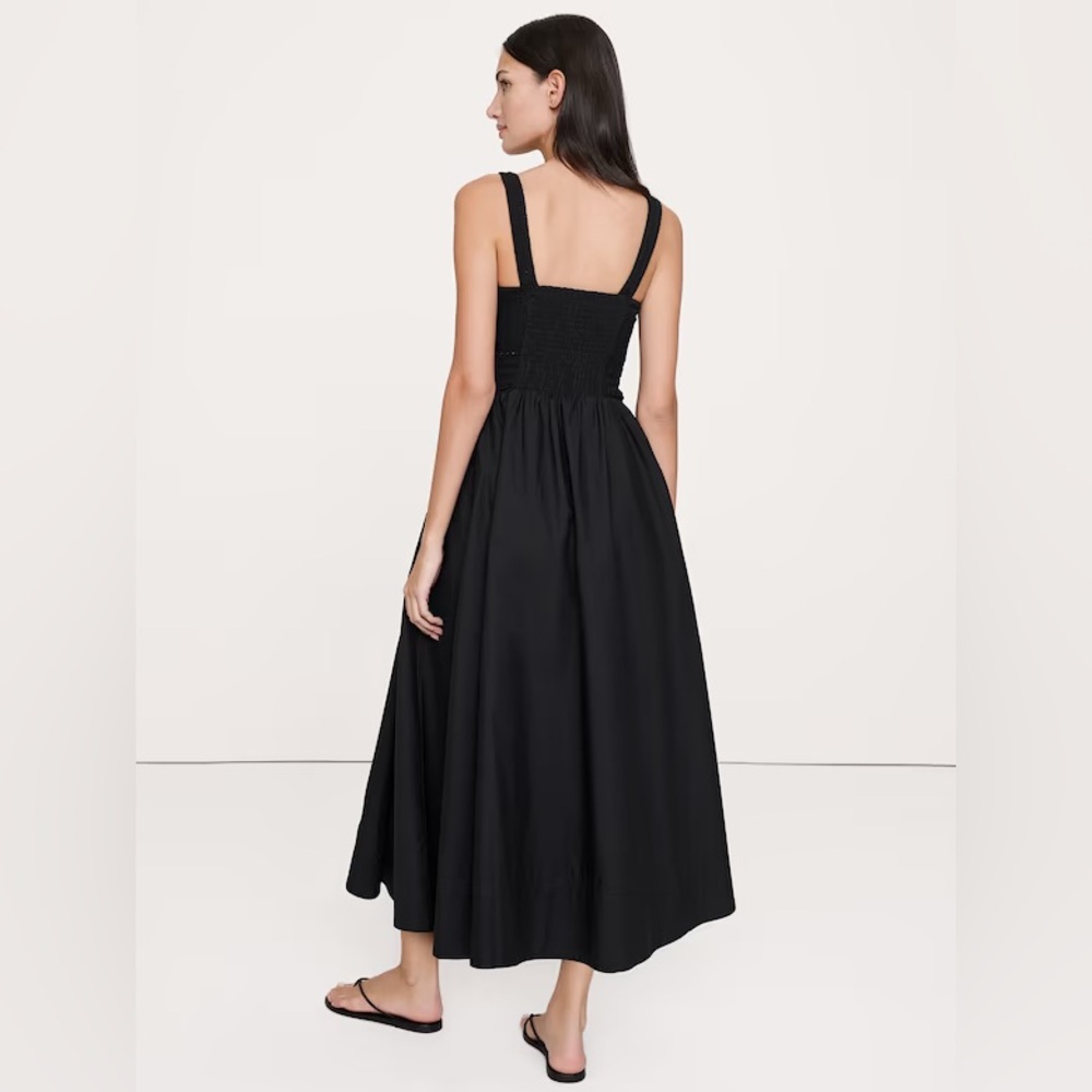 NEW! Banana Republic Black Crochet & Cotton Poplin Mixed-Media Midi - Large - Picture 2 of 4
